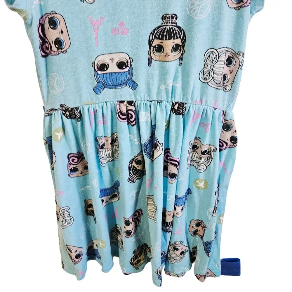 LOL Surprise Girls Size S Short Sleeve Character Dress Blue Dolls Anime Comfy